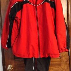 Women's Red and Black Track Jacket/Pants Set